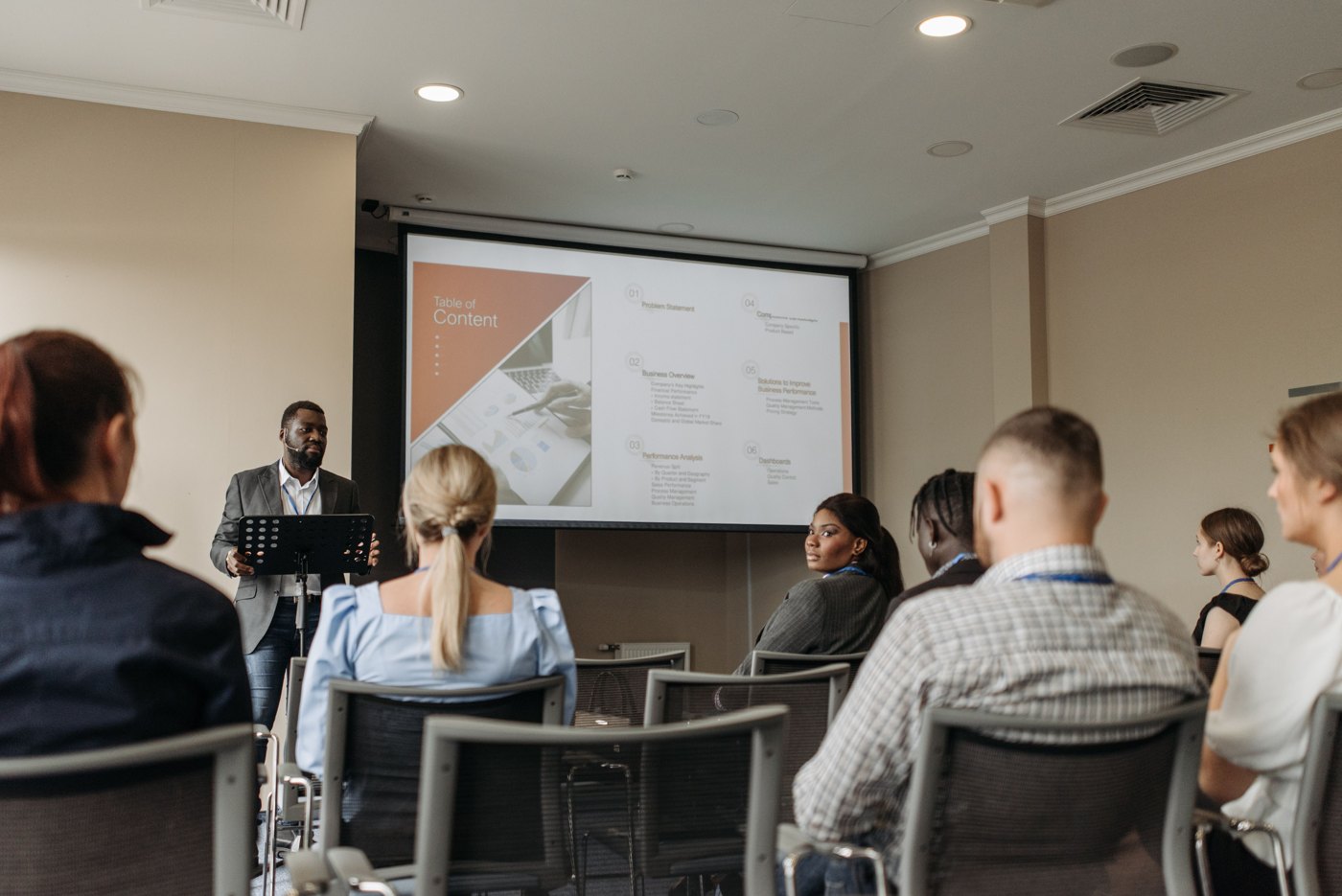 Professionals gathered for a conference session